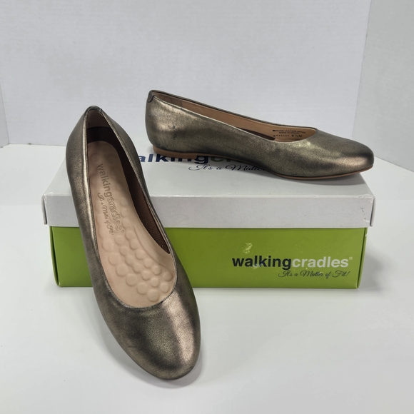 Walking Cradles Shoes - Walking Cradles Metallic Leather Ballet Flats - Women's Size 6 1/2 6.5